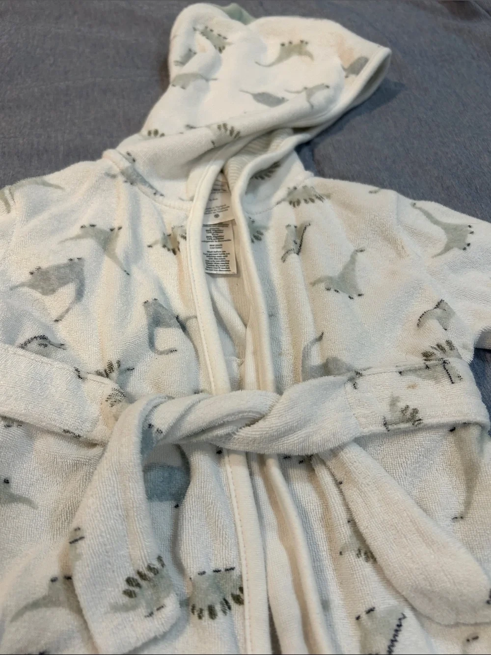 Baby Hooded Bath Robe with Dinosaur Print